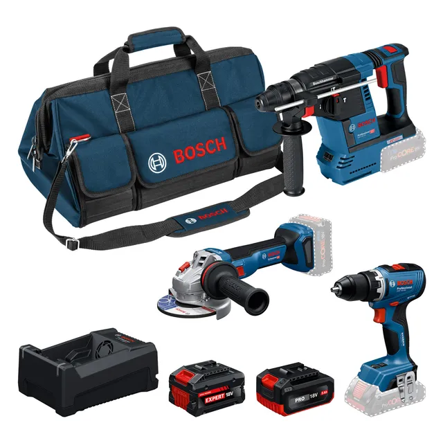 bosch-pro-18v-system-combo-kit-gsr-18v-65-bohrschrauber-gbh-18v-26-bohrhammer-gw image 1