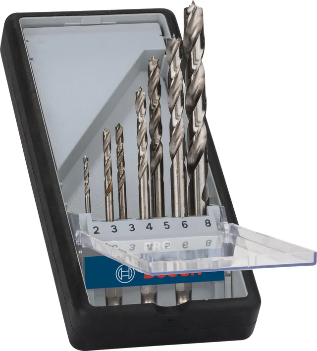 bosch-robust-line-hss-holzbohrersatz-7-teilig-sechskantschaft-2-8-mm-holzspiralb image 1