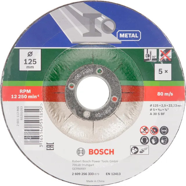 bosch-trennscheibe-a-30-s-bf-f-r-metall-125-mm-5-st-ck-trennscheiben-set-f-r-han image 1