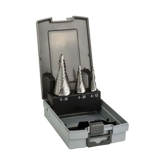 bosch-professional-3tlg-stufenbohrer-set-hss-mit-3-fl-chen-schaft-4-12-4-20-6-30 image 1