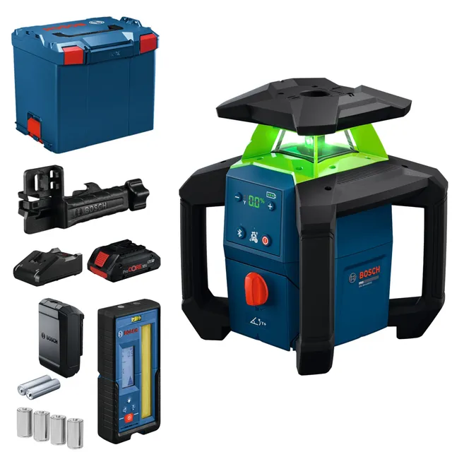 bosch-pro-grl18v-4-34cvg-rotationslaser-gr-ner-strahl-15-neigung-ip66-dual-power image 1