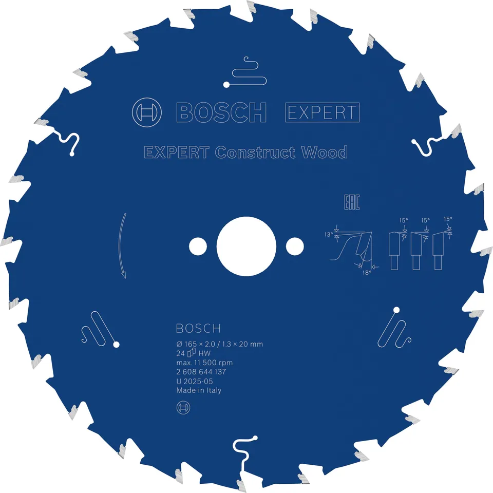 bosch-expert-for-construct-wood-kreiss-geblatt-165-x-20-mm-24-z-hne-f-r-handkrei image 1