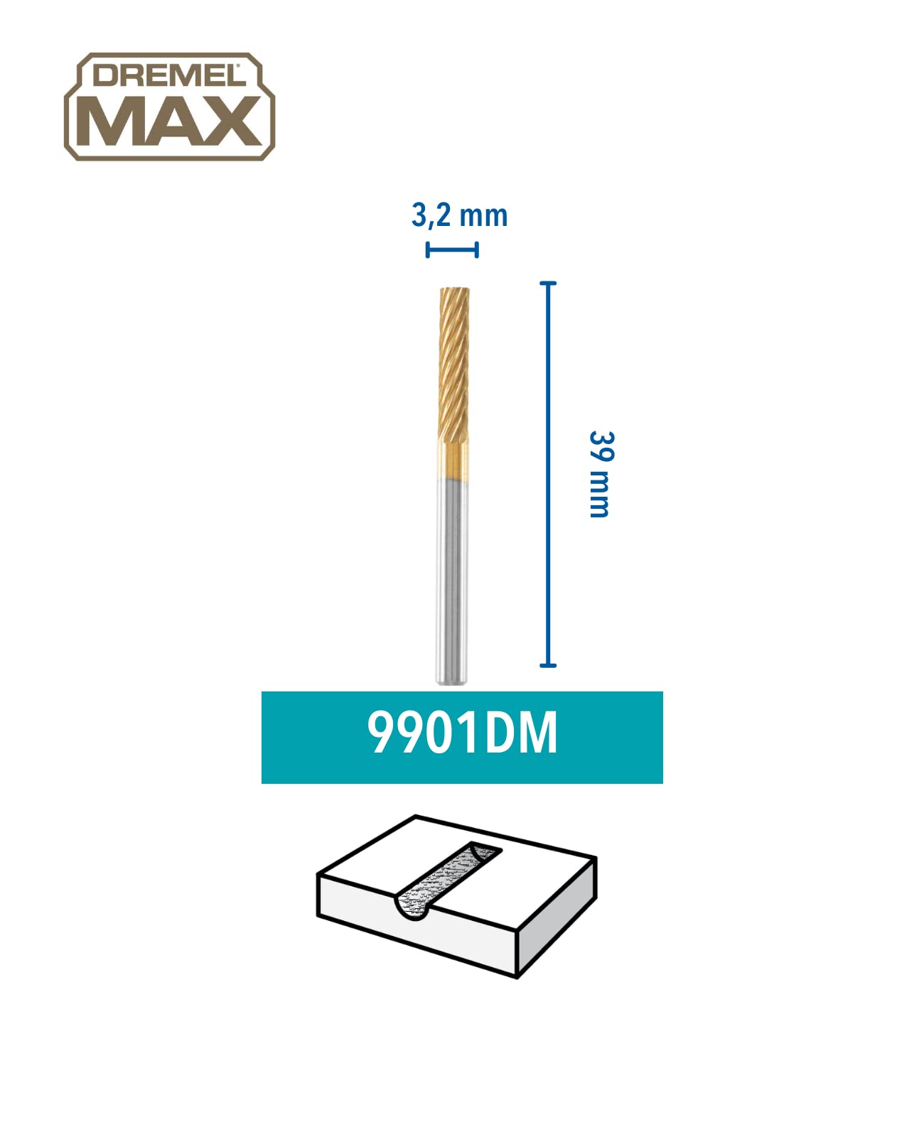 dremel-9901dm-max-wolframkarbid-hochgeschwindigkeits-fr-smesser-3-2-mm-mit-titan image 2