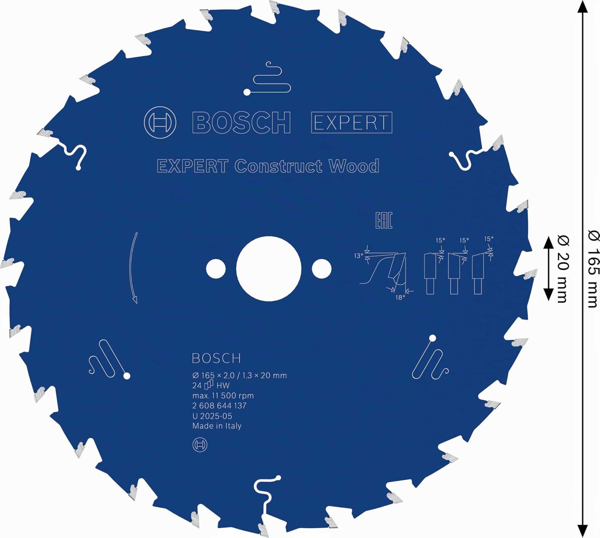 bosch-expert-for-construct-wood-kreiss-geblatt-165-x-20-mm-24-z-hne-f-r-handkrei image 3