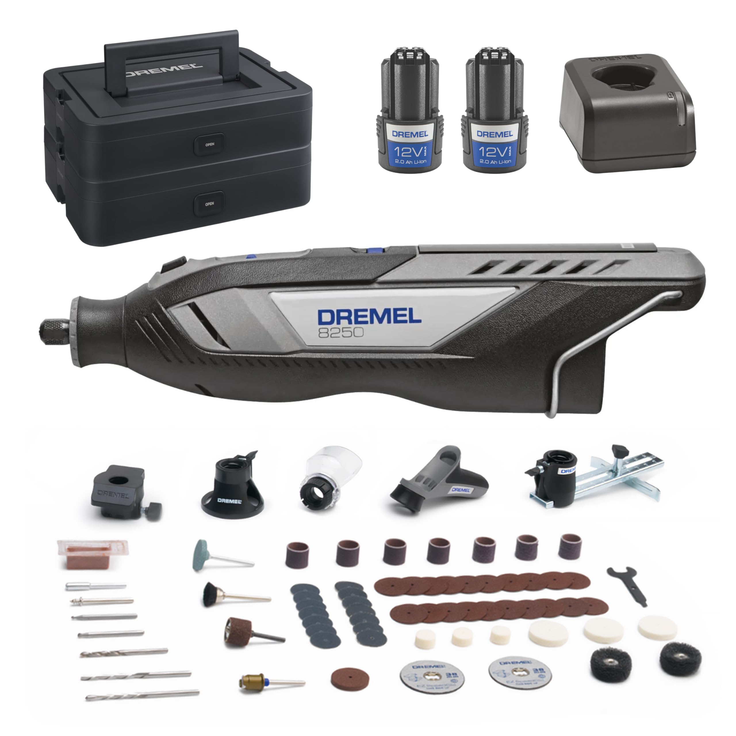dremel-8250-12v-akku-rotationswerkzeug-b-rstenlos-5-000-30-000-u-min-set-mit-65- image 1