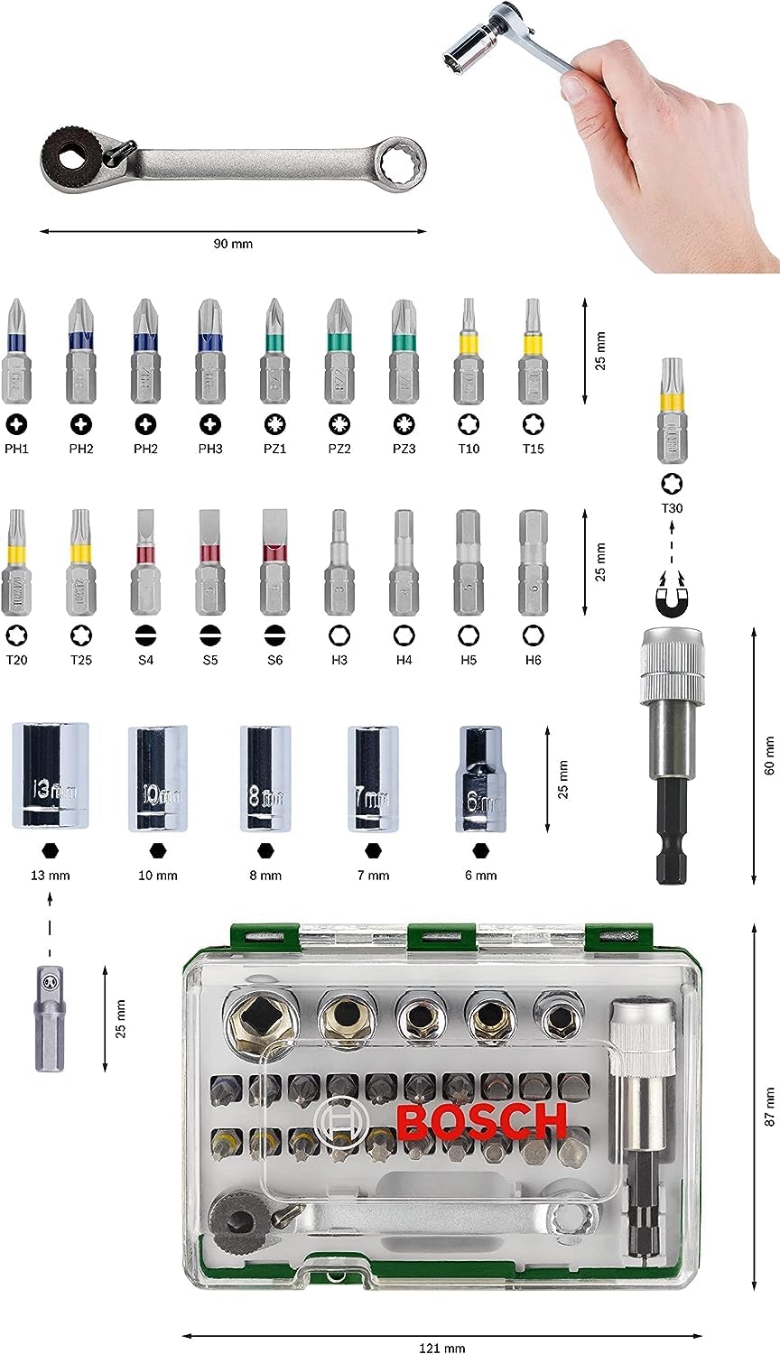 bosch-27-teiliges-schrauberbit-und-ratschen-set-ph-pz-hex-t-s-bits-5-steckschl-s image 3