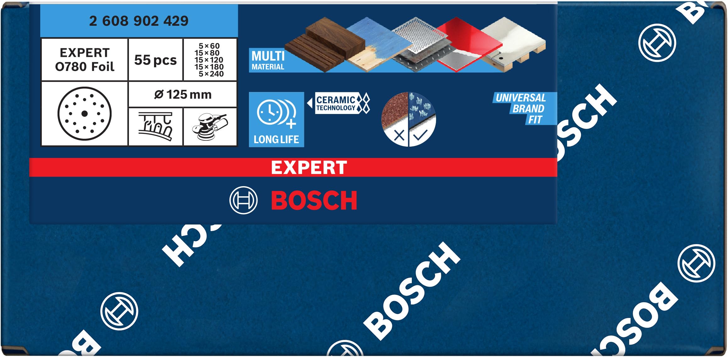 bosch-professional-expert-o780-folienschleifscheiben-set-55-teilig-125-mm-klett- image 2