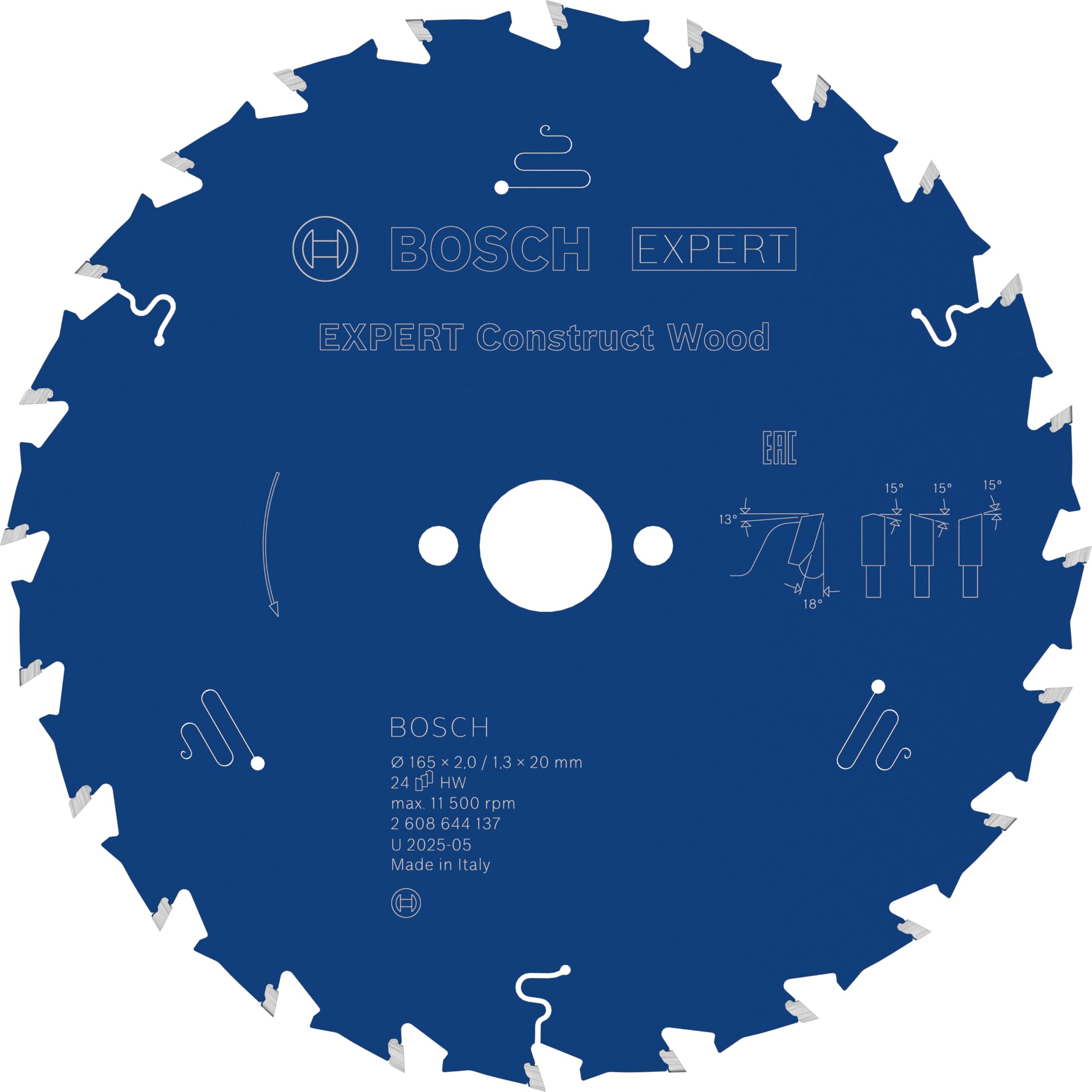 bosch-expert-for-construct-wood-kreiss-geblatt-165-x-20-mm-24-z-hne-f-r-handkrei image 1