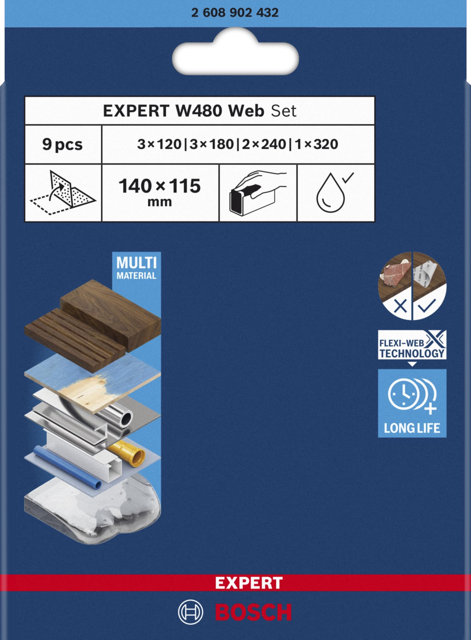 bosch-expert-w480-web-handschleifblatt-set-9-teilig-k-rnung-120-320-115x140-mm image 2