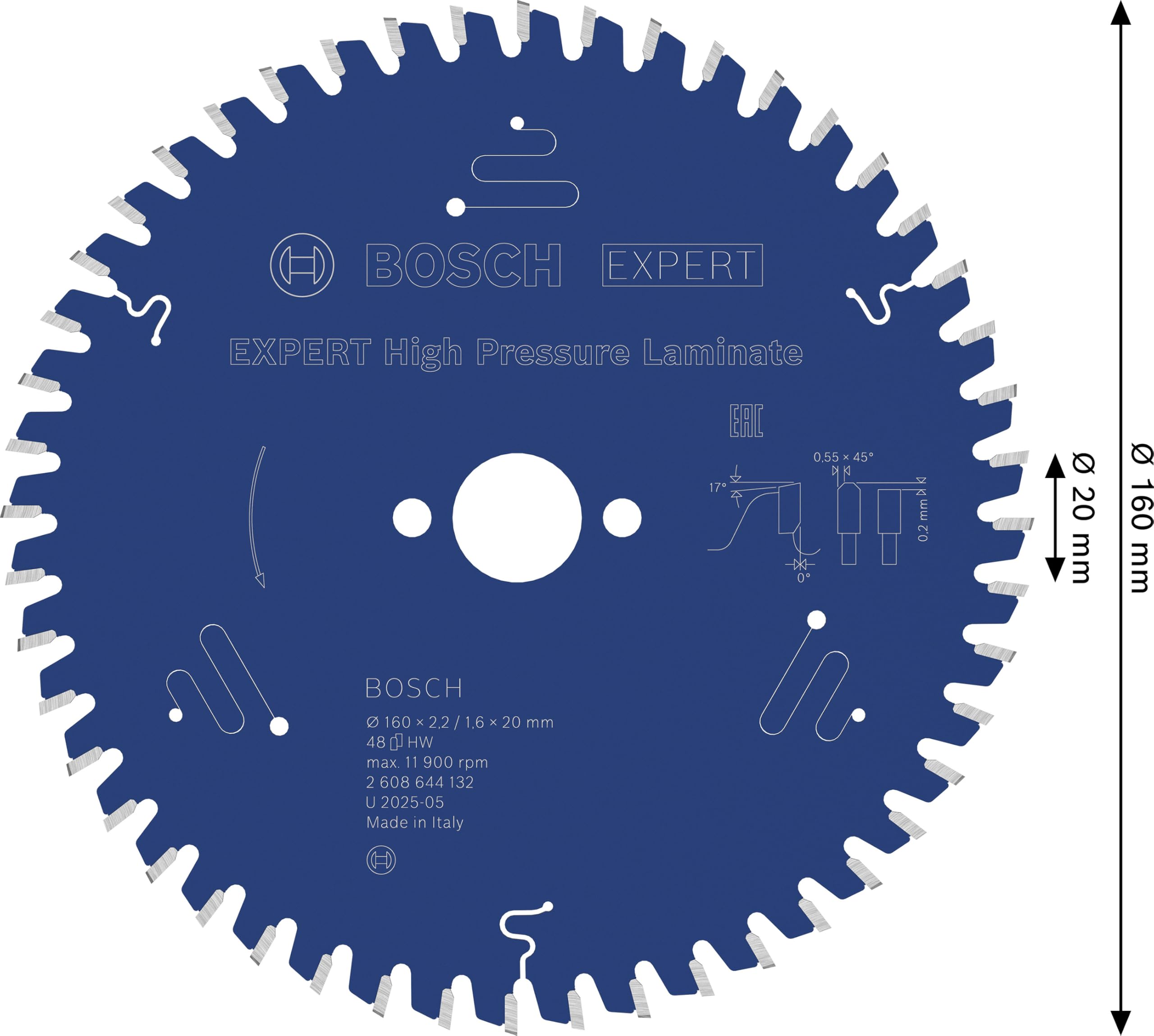 bosch-expert-high-pressure-laminate-kreiss-geblatt-160-x-20-mm-z48-microteq-extr image 3