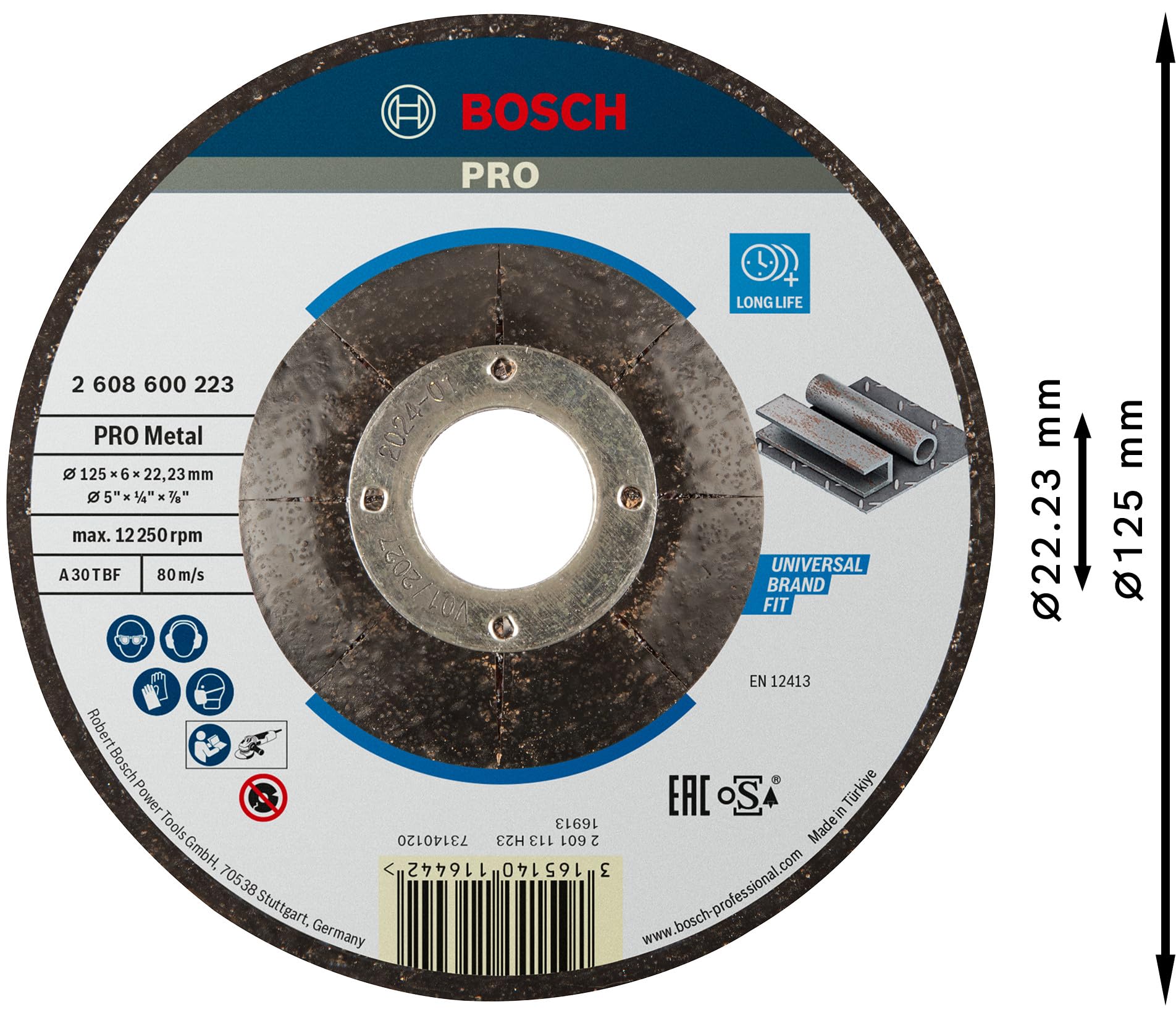 bosch-professional-pro-metal-longlife-schruppscheibe-125-x-6-x-22-23-mm-f-r-stah image 2