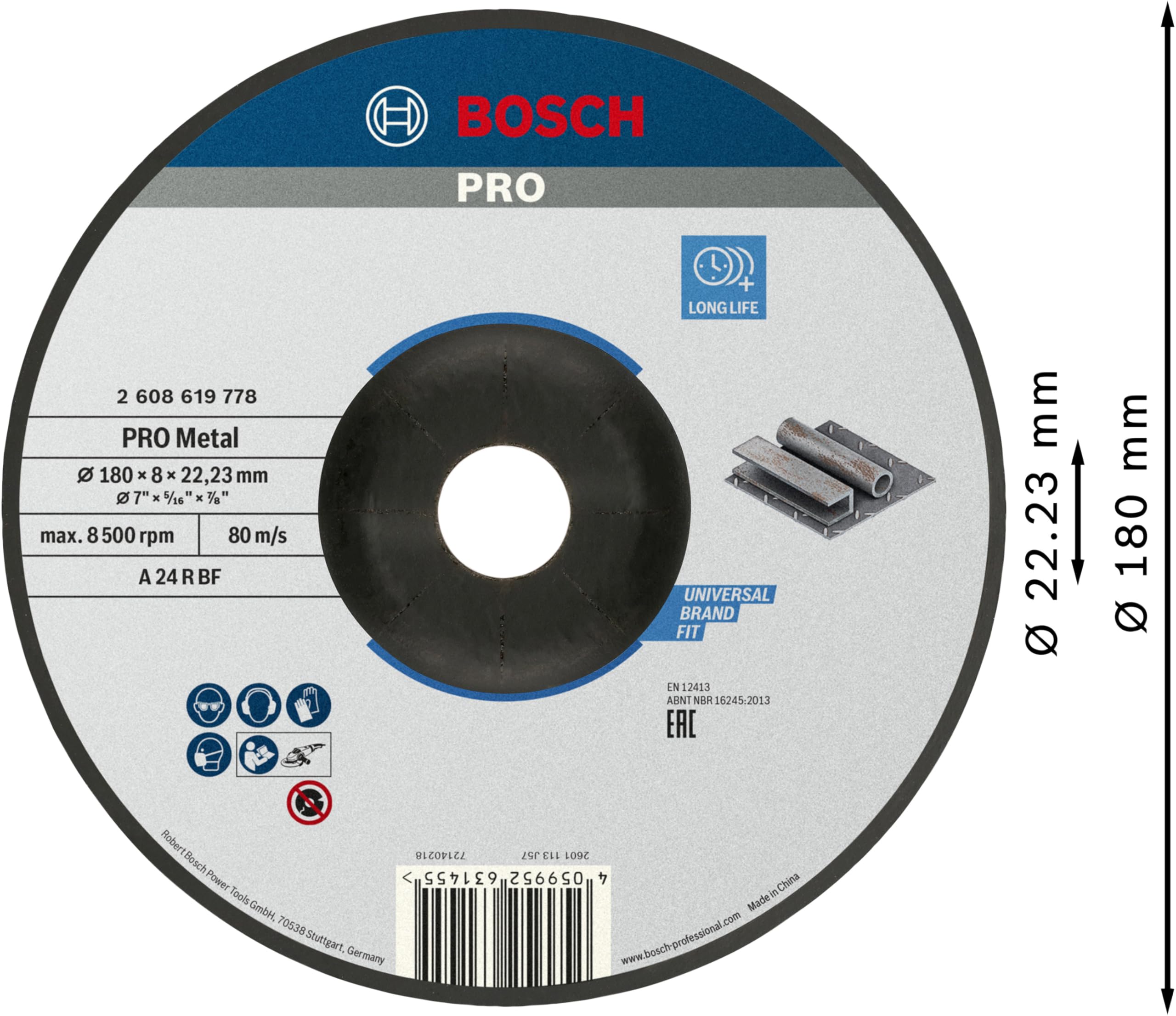 bosch-professional-standard-for-metal-schleifscheibe-gekr-pft-180-x-8-x-22-23-mm image 2