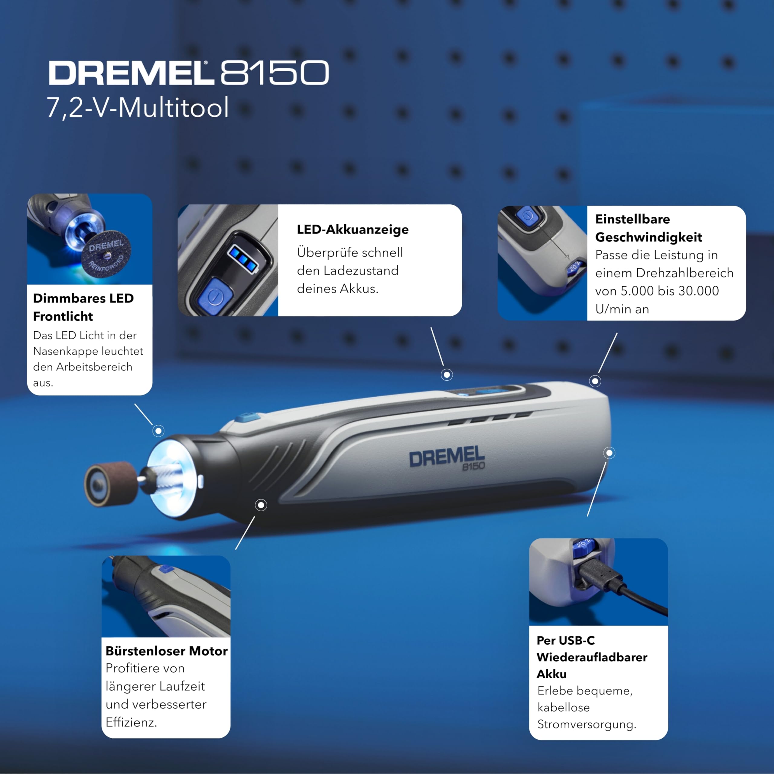 dremel-8150-b-rstenloses-akku-multitool-set-7-2-v-2-ah-usb-c-20-zubeh-rteile-5-0 image 2