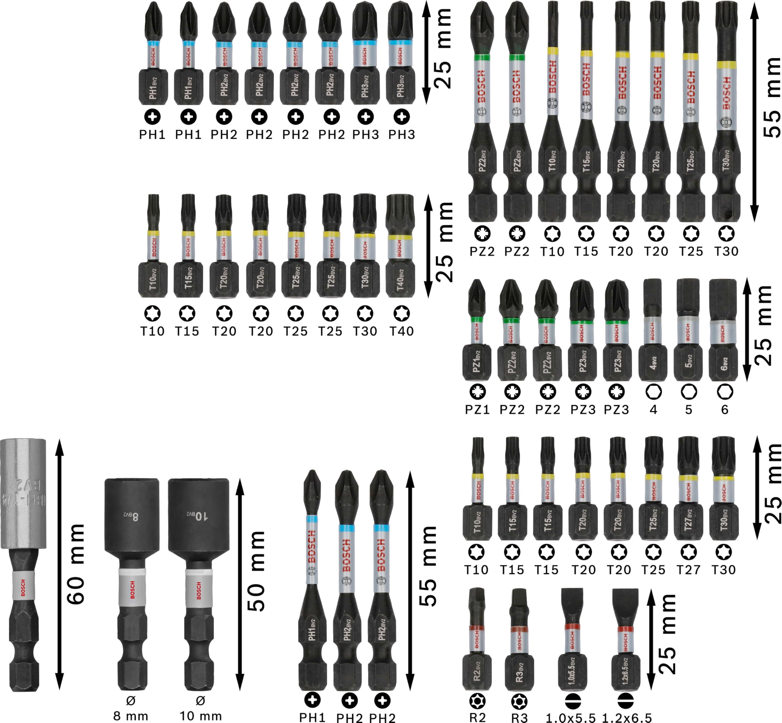 bosch-professional-50x-pro-impact-bit-set-50-teilig-1-4-zoll-sechskant-schlagfes image 3